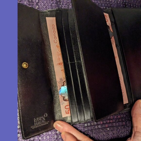 2-Piece Montblanc Unisex Long Wallet/Clutch: 4 Bill Slots, 6CC, Coin Case - Picture 5 of 16